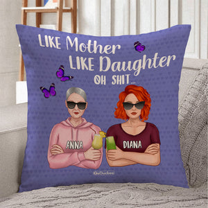 Like Mother Like Daughter - Personalized Pillow - Mother's Day Gifts For Mom - Purple Butterfly - Pillow - GoDuckee