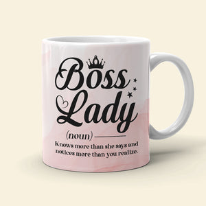 Boss Lady Knows More Than She Says Personalized Boss Lady Mug - Coffee Mug - GoDuckee