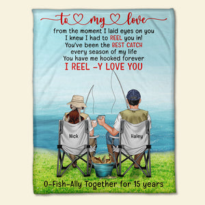 Fishing Couple You Had Me Hooked Forever, Personalized Blanket - GoDuckee