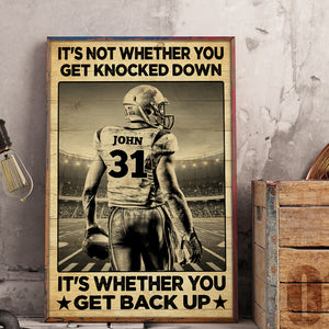 American Football Canvas Print, Get Knocked Down - Get Back Up, Personalized Wall Decor For Football Lovers - Poster & Canvas - GoDuckee