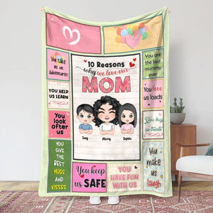 Ten Reasons Why We Love Our Mom, Personalized Blanket, Love Mom Blanket, Mother's Day, Birthday Gift For Mom - Blanket - GoDuckee