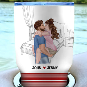 I Want You To Shove Me Against The Wall Personalized Couple Tumbler, Gift For Couple - Drinkware - GoDuckee