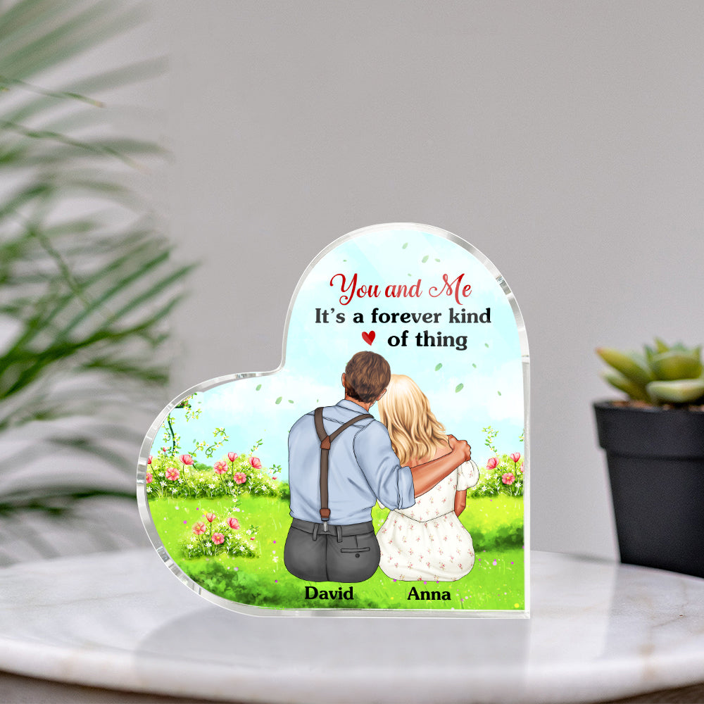 You And Me It's A Forever Kind Of Thing Personalized Couple Plaque, Gift For Couple - Decorative Plaques - GoDuckee