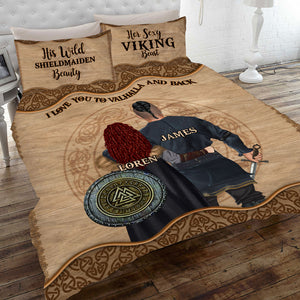 Viking I Love You To Valhalla And Back - Quilt Bed Set - Gift for Couple - Couple Shoulder to Shoulder - Quilts & Comforters - GoDuckee