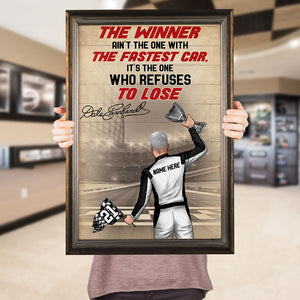 Personalized Racer Poster - The Winner Ain't The One With The Fastest Car - Poster & Canvas - GoDuckee