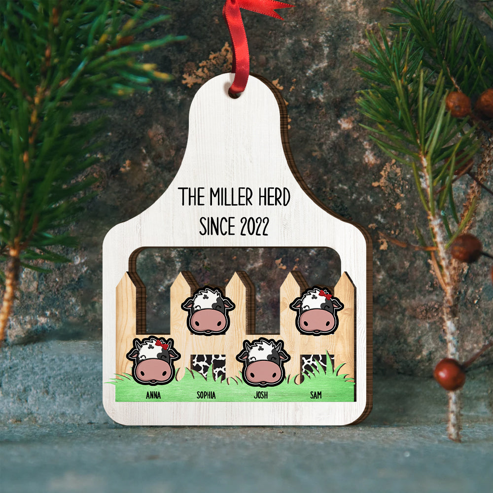 Cow Family Personalized Farm Ornament, Christmas Gift - Ornament - GoDuckee
