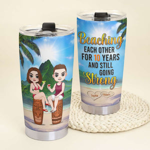 Beaching Each Other And Still Going Strong, Couple Personalized Tumbler 03dnqn080423 - Tumbler Cup - GoDuckee