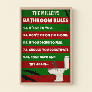 Personalized Halloween Freddy Krueger Sweater Canvas Print, Funny Horror Bathroom Rules, It's Up To You - Poster & Canvas - GoDuckee