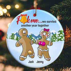 We survived another year together Personalized Couple Ornament, Christmas Tree Decor - Ornament - GoDuckee