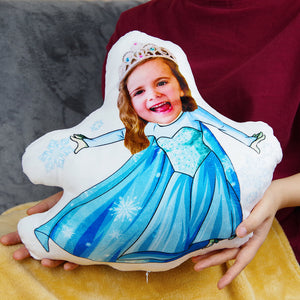 Custom Face Pillow, Love Family, Little Frozen Queen - Pillow - GoDuckee