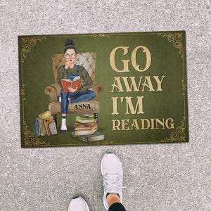 Personalized Reading Girl Doormat - Go Away I Am Reading - Vintage Antique Theme - Doormat - GoDuckee