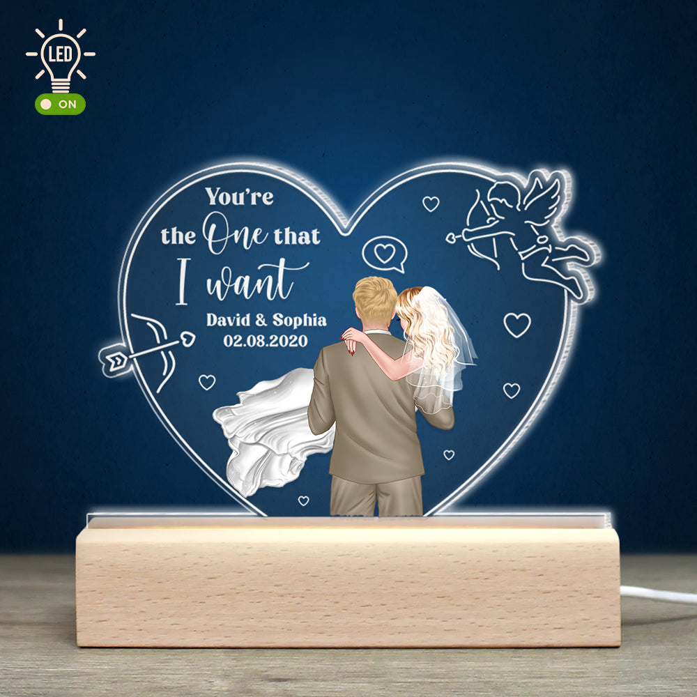 You're The One That I Want - Gift For Couple - Led Light Wooden Base - Led Night Light - GoDuckee