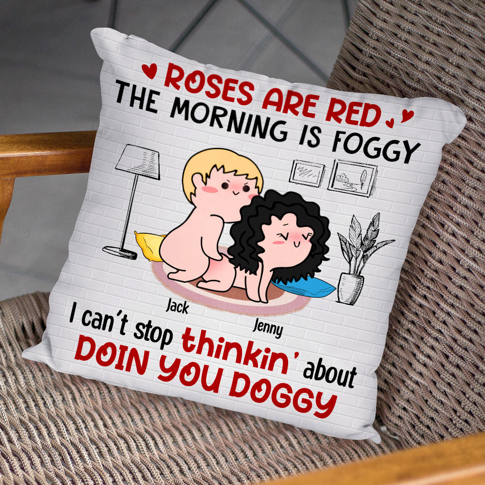 Roses Are Red The Morning Is Foggy Personalized Couple Pillow, Blanket, White Mug, Tumbler, Gift For Couple - Pillow - GoDuckee