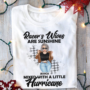 Racing Girl Are Sunshine Mixed With A Little Hurricane Personalized Shirts - Shirts - GoDuckee