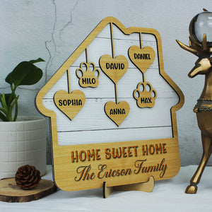 Home Sweet Home - Personalized Layered Wood Sign Stand, Gift For Family and Friends - Wood Sign - GoDuckee