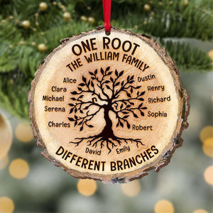 One Root Different Branches, Personalized Family Tree Wood Ornament - Ornament - GoDuckee