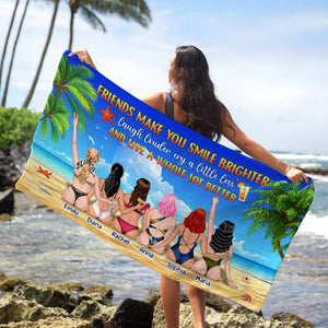 Friends Make You Smile Brighter Personalized Friends Beach Towel Gift For Friends - Beach Towel - GoDuckee