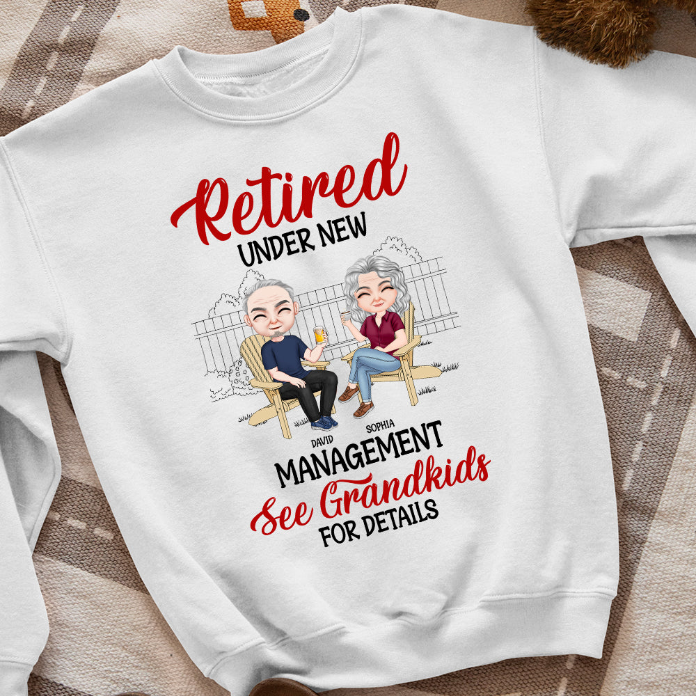 Retired Under New Management, Personalized Shirt, Gift For Grandparents - Shirts - GoDuckee