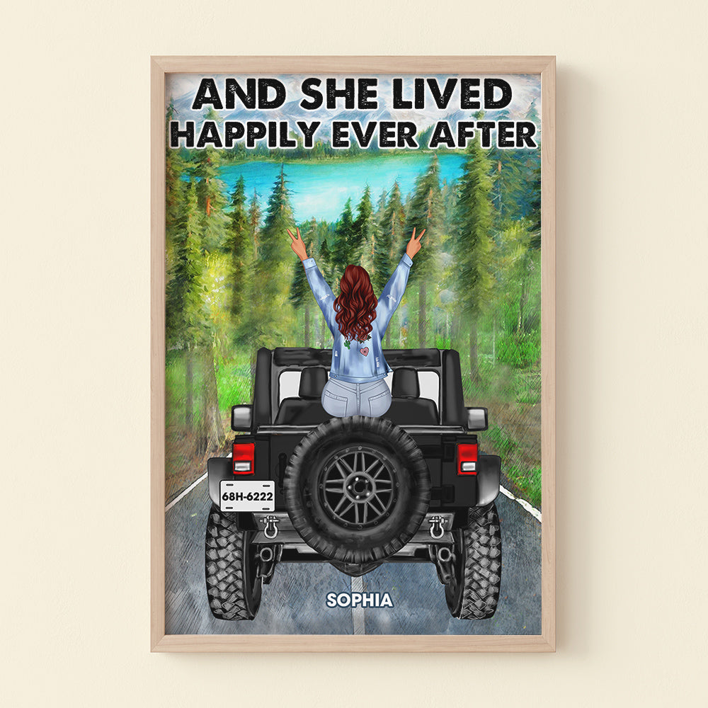 And She Lived Happily Ever After Personalized Car Canvas Print - Poster & Canvas - GoDuckee