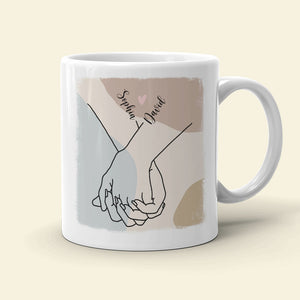 Couple Hold My Hand For A While But You Hold My Heart Forever, Personalized White Mug - Coffee Mug - GoDuckee