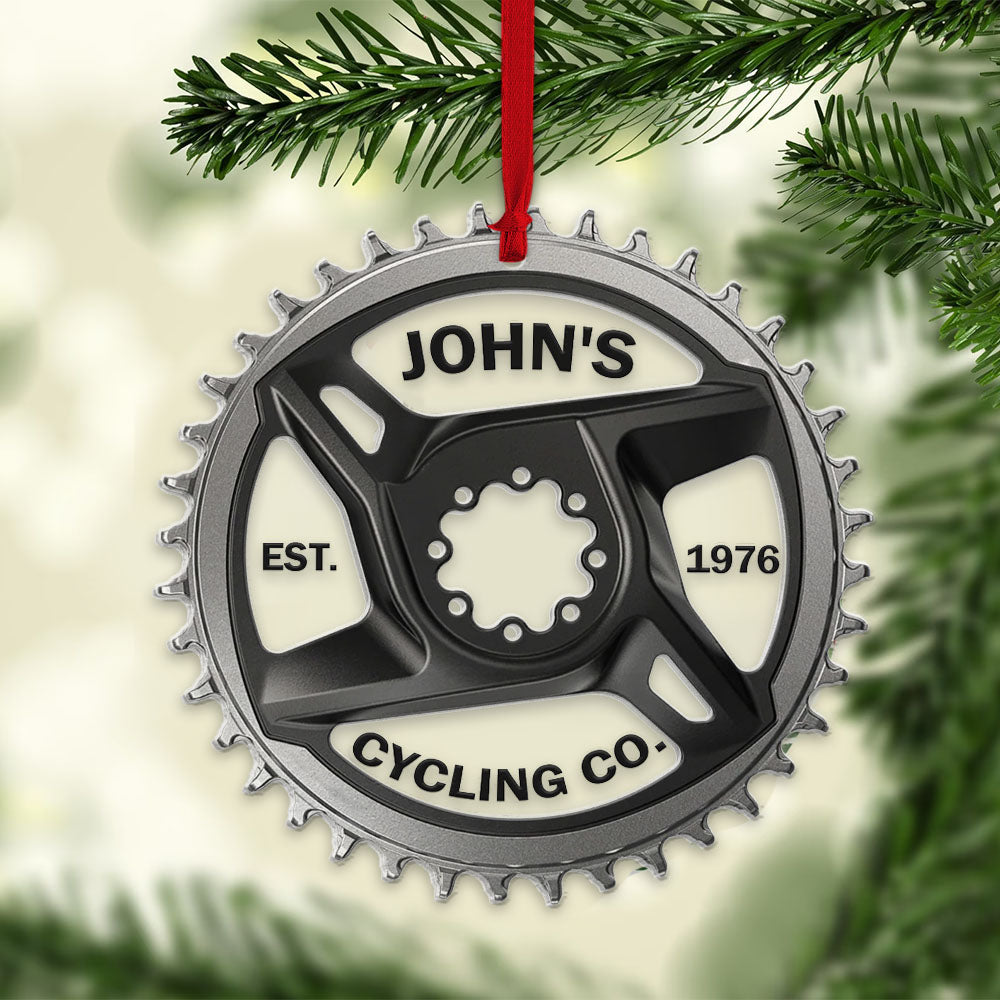 Personalized Bike Chainring Ornament, Christmas Tree Decor - Ornament - GoDuckee