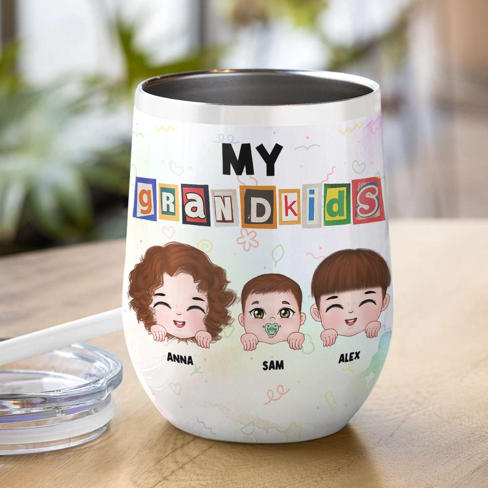 My Grandkids, Personalized Tumbler, Gift For Grandkids - Wine Tumbler - GoDuckee