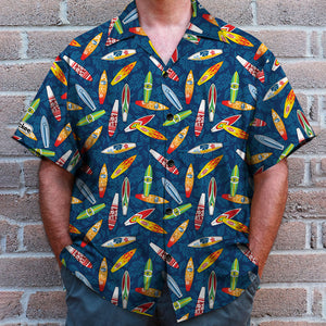 Surfing Hawaiian Shirt - Surfboard Hibiscus Pattern - Hawaiian Shirts - GoDuckee