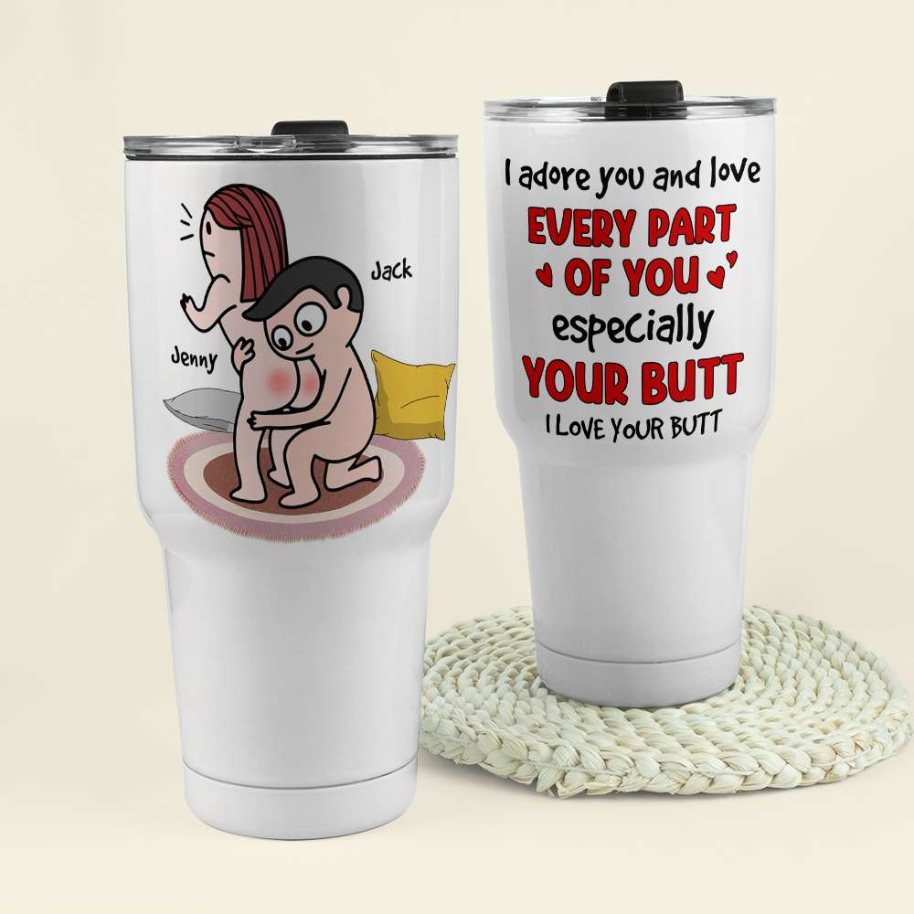 Adore You And Love Your Butt Personalized Couple Tumbler, Gift For Couple 