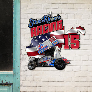 Custom made 4th of July racing metal sign with your favorite racecar photo - Metal Wall Art - GoDuckee