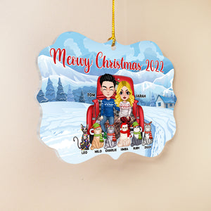 Meowy Christmas Couple and Cats Personalized Acrylic Ornament - Ornament - GoDuckee