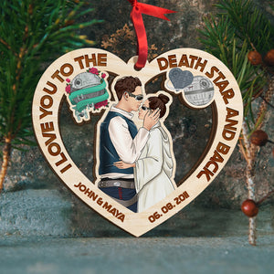 I Love You To The Death And Back, Couple Kissing Personalized Wood Ornament Christmas Gift - Ornament - GoDuckee