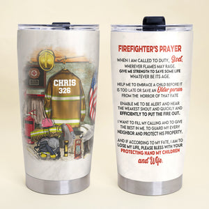 Personalized Firefighter Tumbler - Firefighter's Prayer - Uniform Room - Tumbler Cup - GoDuckee