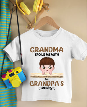 Grandma Spoils Me With Grandpa's Money Personalized Grandkid Shirt, Gift For Family - Shirts - GoDuckee