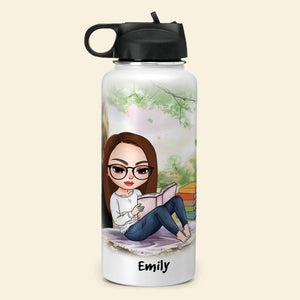Personalized Reading Girl Water Bottle - The More I Learn About People The More I Like My Books - Water Bottles - GoDuckee