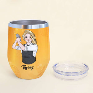 Personalized Shaking Female Bartender Wine Tumbler - One Of Sour Two Of Sweet Three Of Strong Four Of Weak - Wine Tumbler - GoDuckee