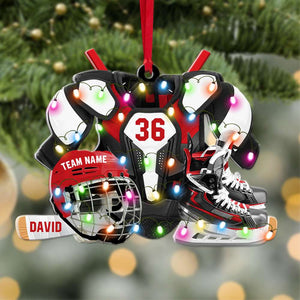Hockey Jersey And Helmet, Personalized Acrylic Ornament - Ornament - GoDuckee