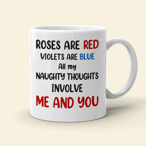 All My Naughty Thoughts Involve Me And You, Personalized Line Art Naughty Couple Mug - Coffee Mug - GoDuckee