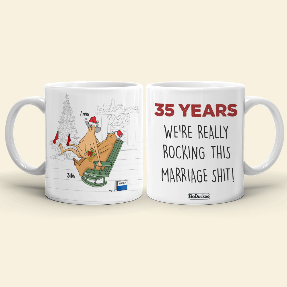We're Really Rocking This Marriage Shit Personalized Funny Old Couple Mug, Gift For Couple - Coffee Mug - GoDuckee