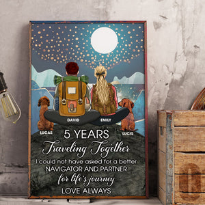 Personalized Hiking Couple With Dog Poster - I Could Not Have Asked For A Better Navigator And Partner - Poster & Canvas - GoDuckee