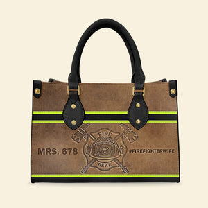 Personalized Firefighter Leather Bag, Gift For Her - Leather Bag - GoDuckee