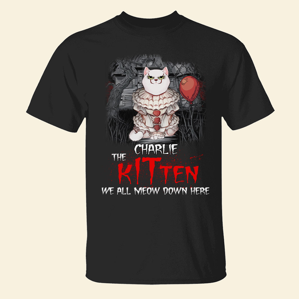 We All Meow Down Here Personalized Halloween Cat Shirt Gift For Cat Lovers - Shirts - GoDuckee
