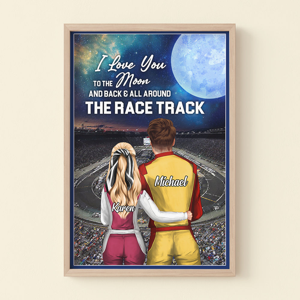 I Love You To The Moon And Back Personalized Racing Canvas Printed, Gift For Couple - Poster & Canvas - GoDuckee