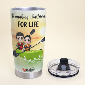 Personalized Kayaking Couple Tumbler - Kayaking Partners For Life - Tumbler Cup - GoDuckee