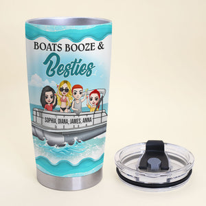 Personalized Pontoon Friends Tumbler - Boats Booze And Besties - Tumbler Cup - GoDuckee