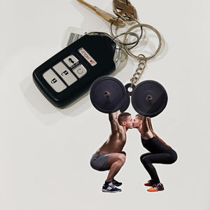 Gym Couple - Personalized Flat Car Ornament and Keychain - Ornament - GoDuckee