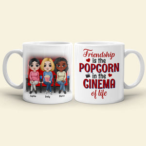 Friendship Is The Popcorn In The Cinema Of Life, Friendly White Mug - Coffee Mug - GoDuckee