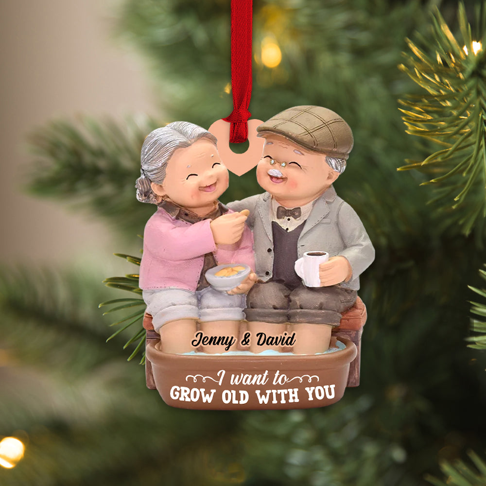 I Want To Grow Old With You Funny Personalized Old Couple Ornament, Christmas Tree Decor - Ornament - GoDuckee