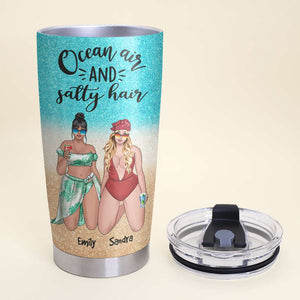 Personalized Beach Girl Tumbler - Sun Tan Girl Ocean Air And Salty Hair - Tumbler Cup - GoDuckee