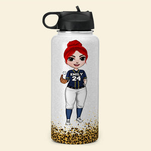 Personalized Female Baseball Player Water Bottle - Dear Mom, Thank You - Water Bottles - GoDuckee