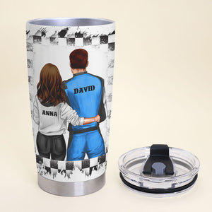 Personalized Racing Couple Tumbler - Racing Couple There's No Mystery He Said Let's Go Racing - Tumbler Cup - GoDuckee